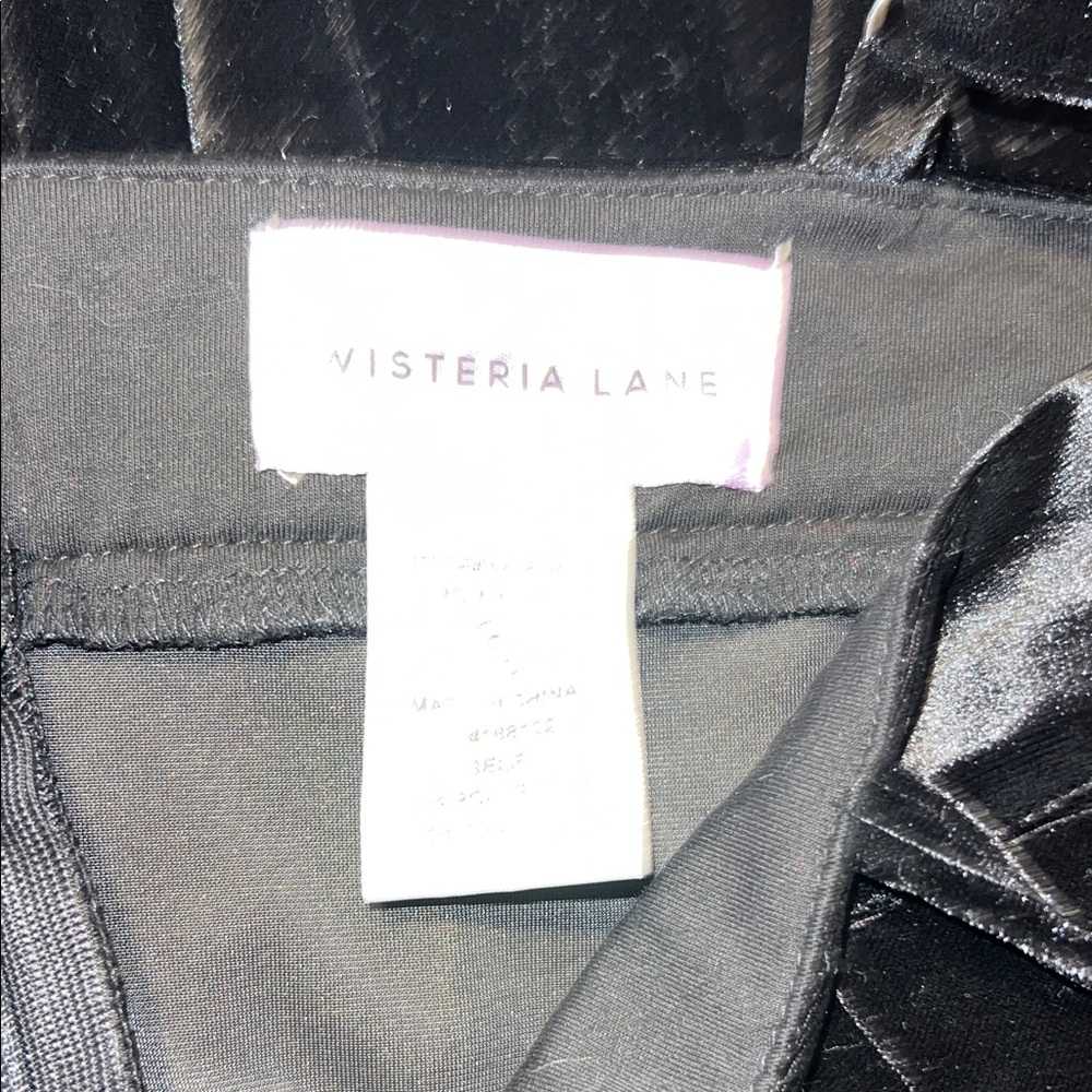 Wysteria Sleek Black Velvet Strappy Jumpsuit V-neck Wide Leg Size S 0330261 - Picture 6 of 7